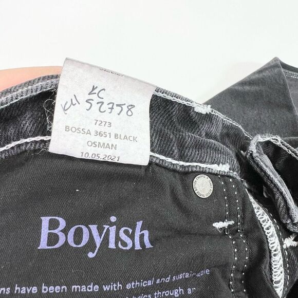 BOYISH Ziggy Jeans Women 27 Relaxed Straight Leg High Waist Black Carpenter - Picture 6 of 14